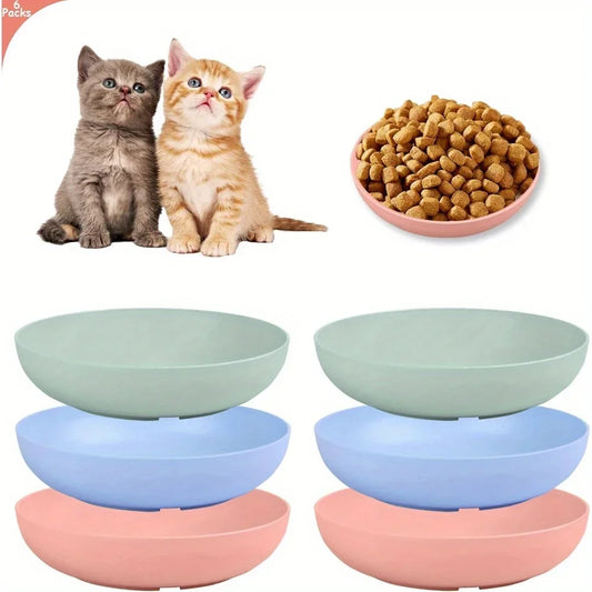 6PCS Whisker Fatigue Cat Bowl Shallow Cat Food Dish Wide Anti-Vomiting Cat Feeder Whisker Stres for Kittens and Short Legged Cat