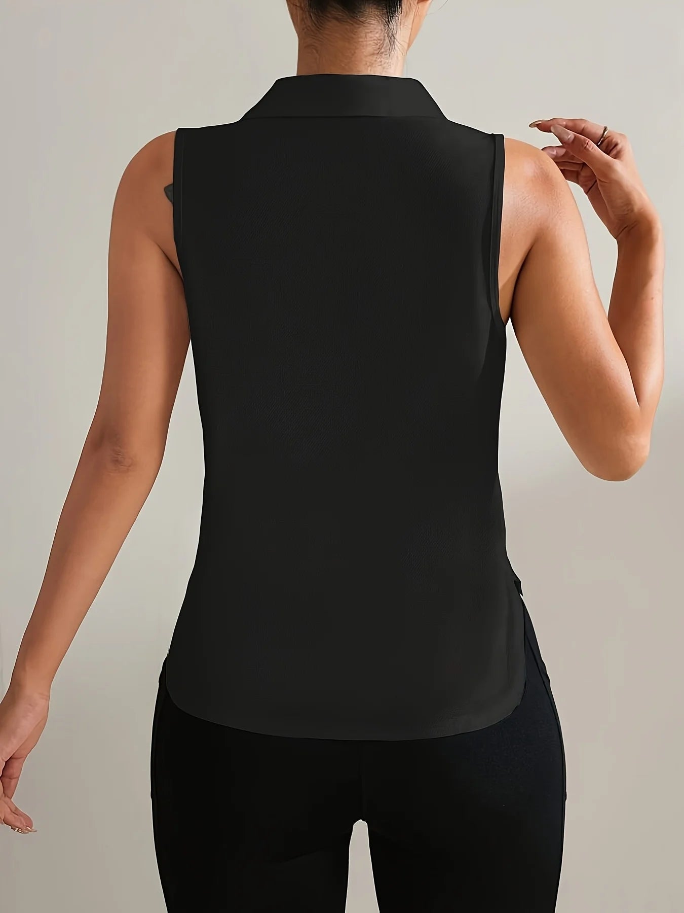 Ladies sleeveless button-down collar top, sleeveless polo shirt; golf shirt; sports vest; quick-dry tennis suit for spring and s