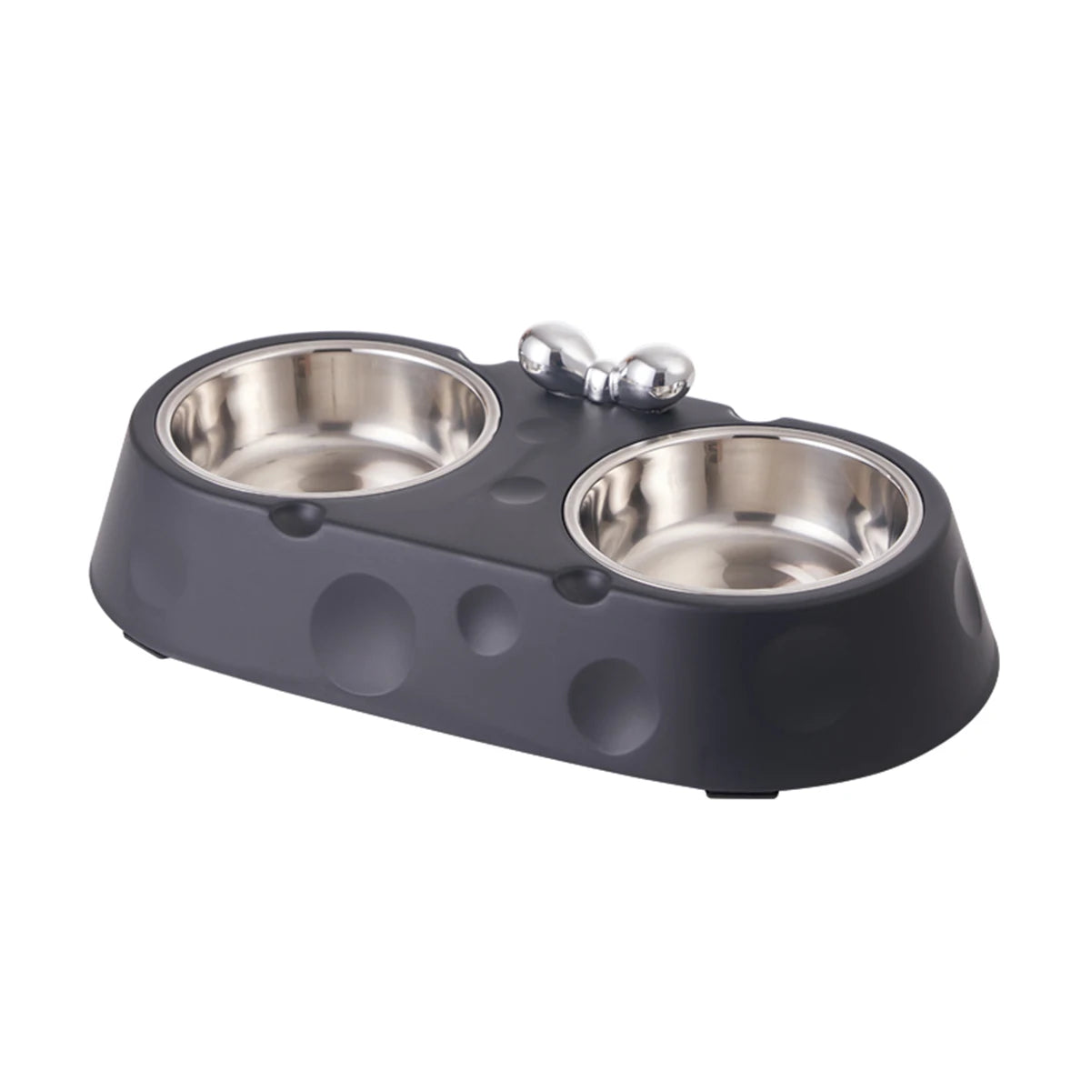 A dog stainless steel bowl Double bowl Pet bowl Cheese bow Cat bowl non-slip and anti-upset