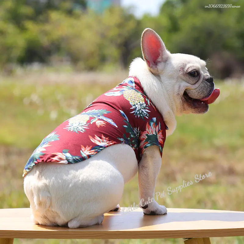 Pet Beach Pineapple Shirts Hawaiian Style Dog Cat Coat Vest Spring Summer Thin Breathable Puppy T-Shirt Clothes Fashion Costumes