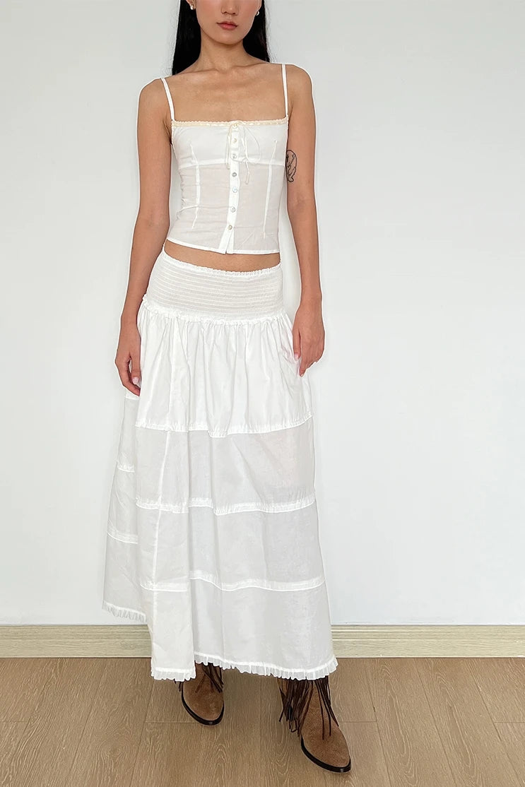 Women's Lace Up Tank Camis, Adjustable Strap, Princess Evangelina, Button Up
