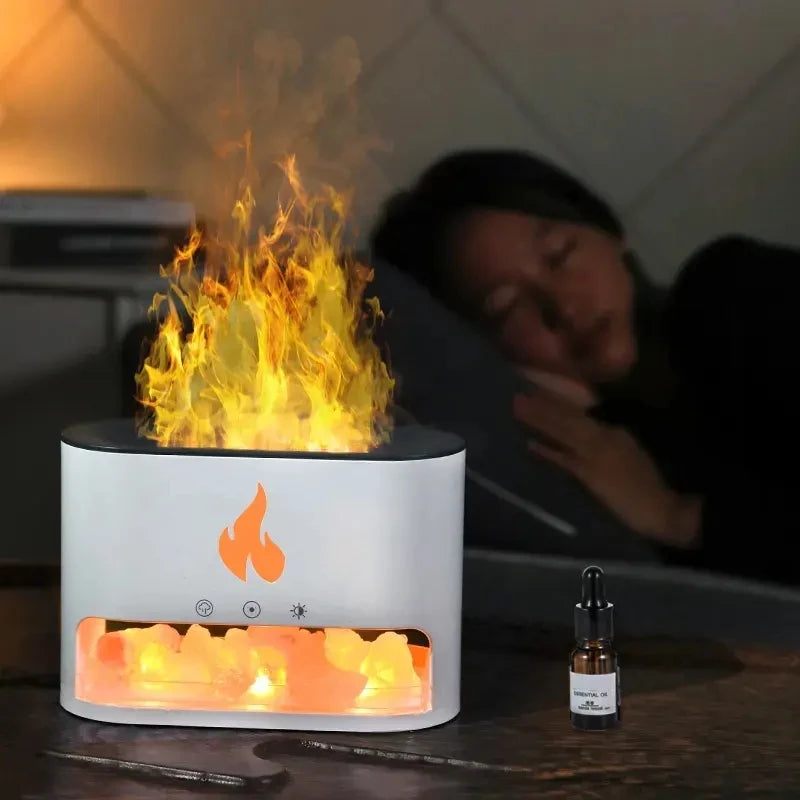 Flame Essential Oils Scent Defuser Ultrasonic Cool Mist Led Simulation 3D Fire Flame Effect Aroma Air Humidifiers Diffusers
