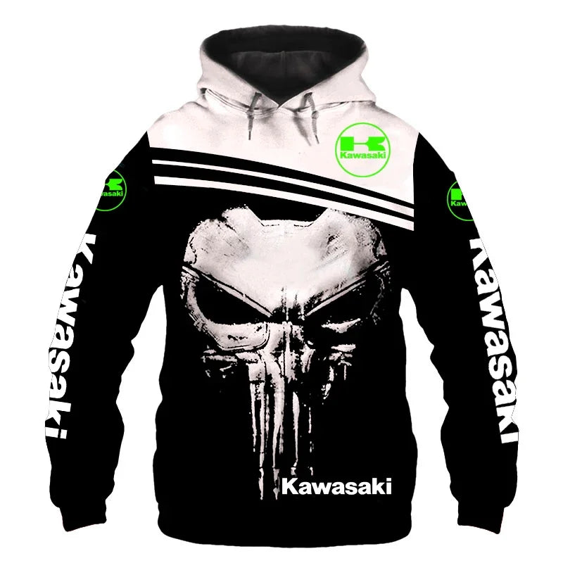 2024 Men's Sports Outdoor Sweater&Punisher Hoodie 3D Digital Print Zipper Hoodie Motorcycle Racing Suit Tops