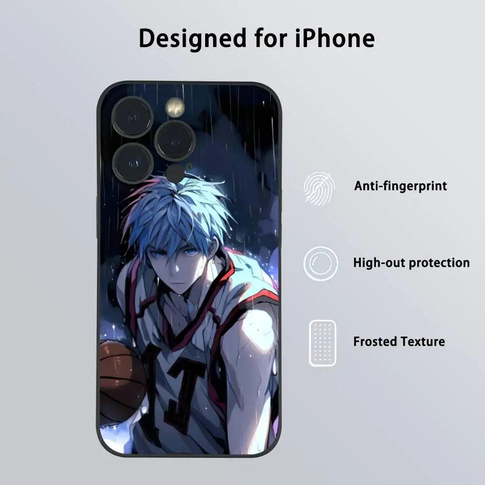 Anime K-Kuroko no Basuke Phone Case For iPhone 16 15 14 13 Pro Max Plus Mini Frosted Soft Shell Funda