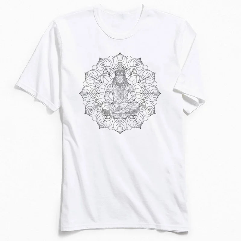 Men T Shirts Latest O-Neck SHIVA MANDALA T-shirt Mens 100% Cotton Tees Male Tops TShirt Casual Short Summer TShirts Top Quality