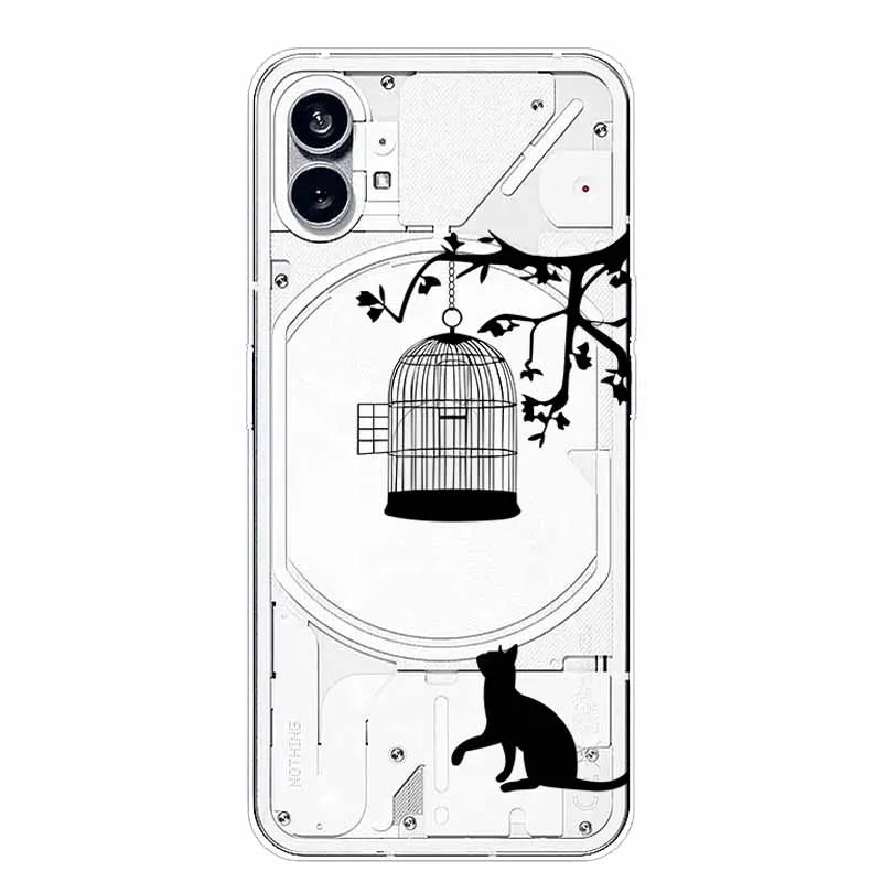 For Nothing Phone 1 2 Case Silicone Soft Cute Transparent Coque for Nothing Phone (2) TWO One Protective Funda Clear TPU Covers