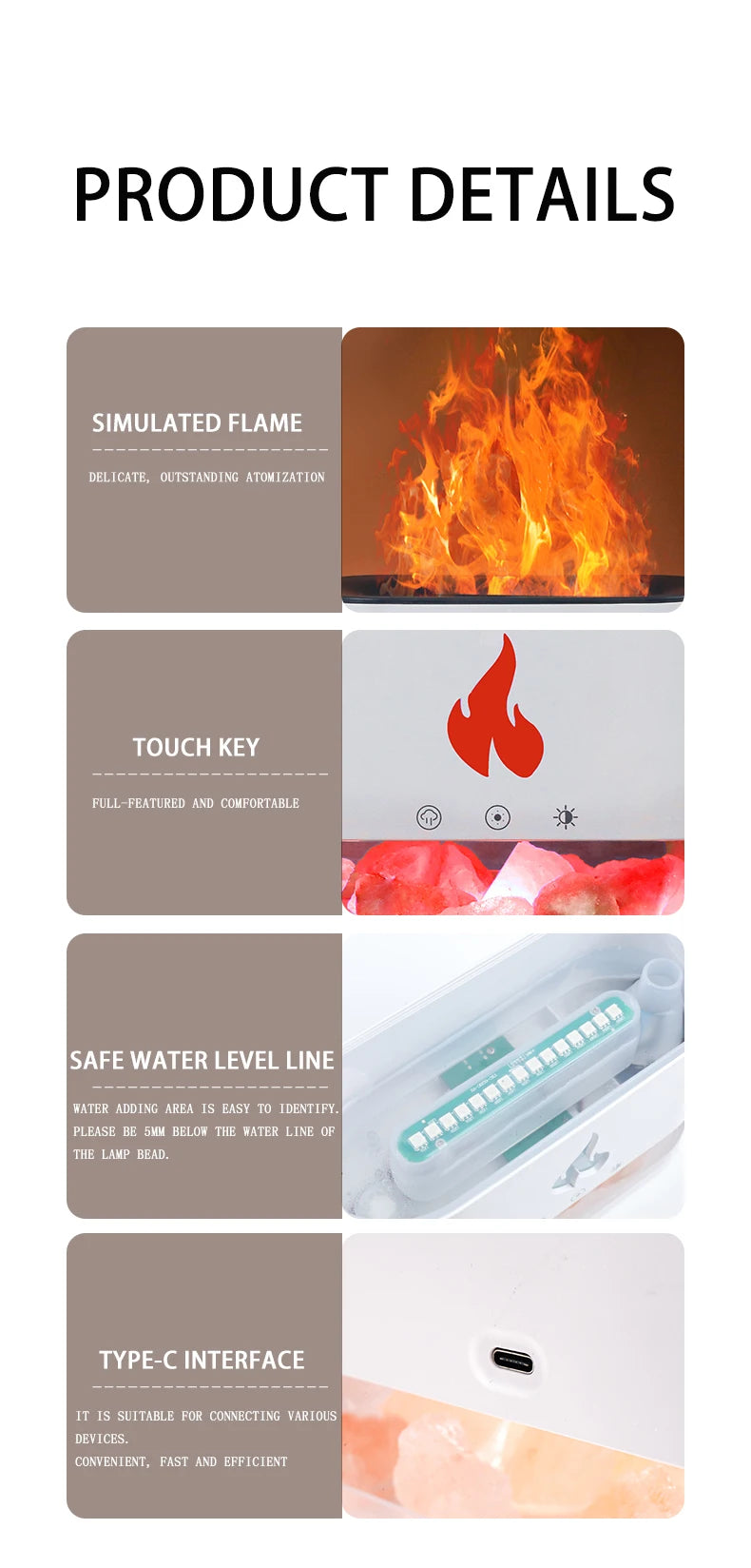 Flame Essential Oils Scent Defuser Ultrasonic Cool Mist Led Simulation 3D Fire Flame Effect Aroma Air Humidifiers Diffusers
