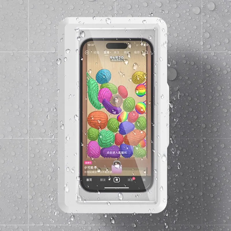 Bathroom Phone Holder Waterproof Touchable Case Wall Mounted All Covered Mobile Phone Shelves for Shower Bath Sealing Storage