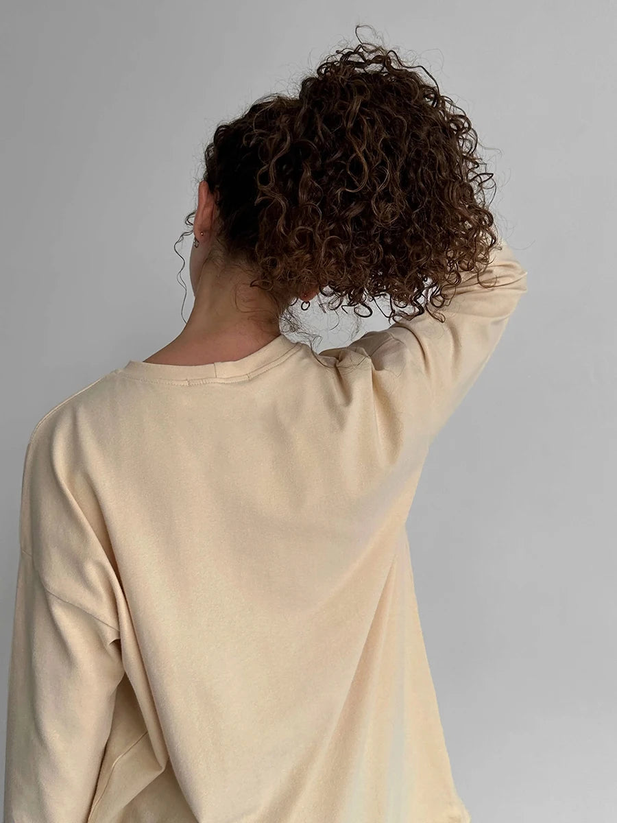 Bornladies Women Autumn 100% Cotton T-shirt Bottoming Spring Basic Fashionable Solid Lady Long Sleeve Loose Tops Shirts