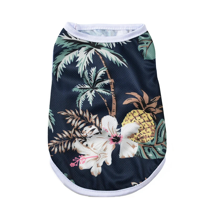 Summer Dog Vest Clothes For Small Medium Dogs Cats Breathable Hawaiian Beach Style Puppy T-shirt  Chihuahua Yorkshire Pug Coat