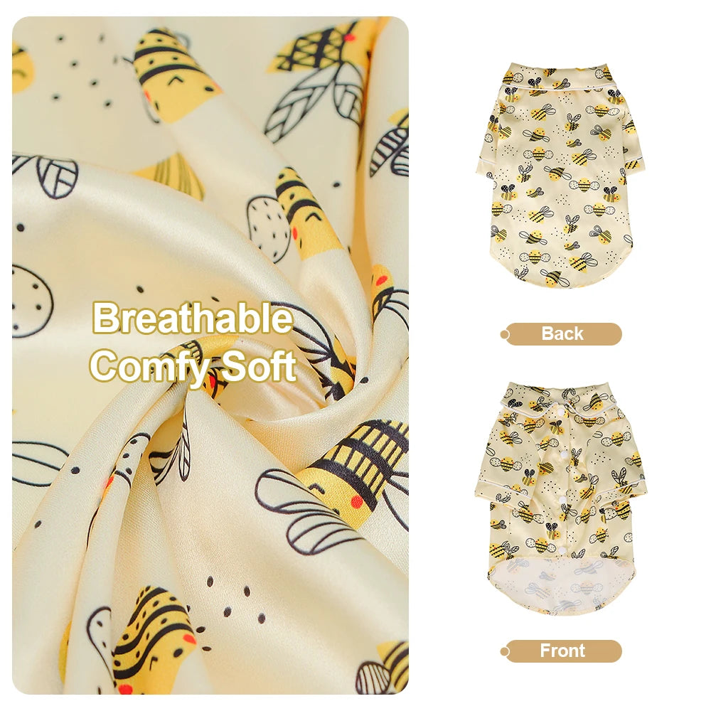 Pet Dog T Shirt Clothes - Cute Adorable Leopard & Bee & Cow Print, Lightweight Cozy Soft Homewear Outfit Pet Wear Clothes