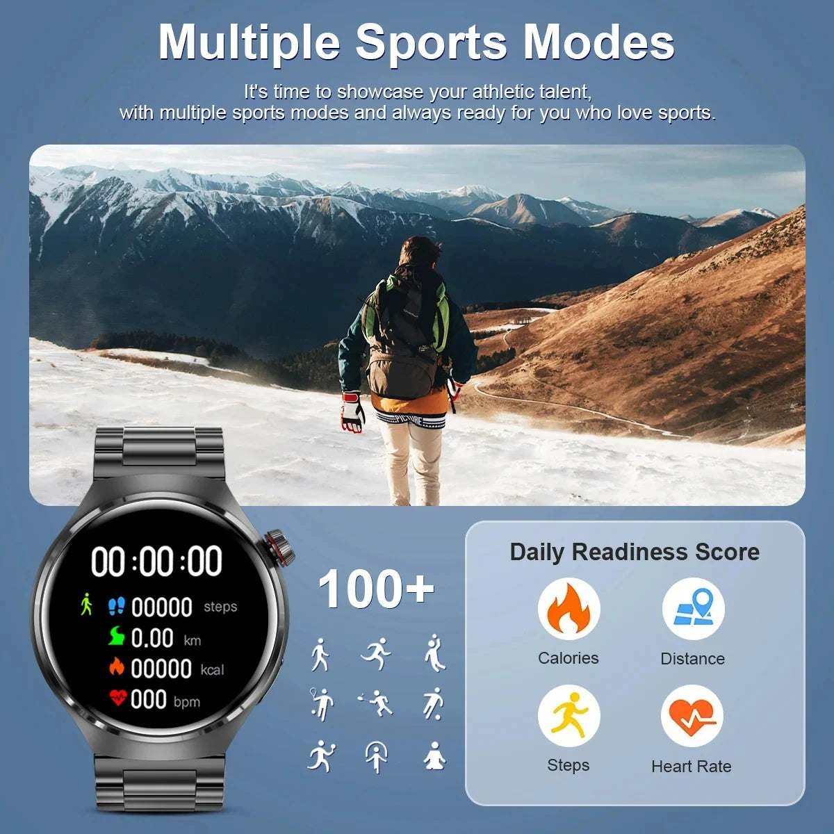 2024 New For Android Smart Watch Men's GT4 Pro 466 * 466 HD screen Bluetooth call IP68 Waterproof Sports Heart rate Smart Watch