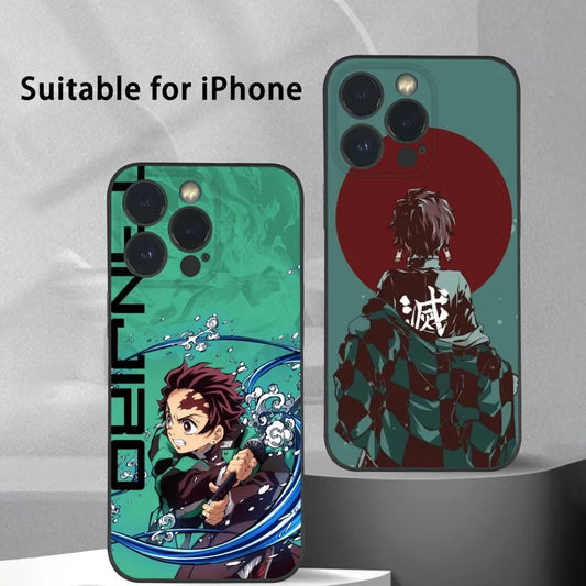 K-Kamado Tanjiro Anime Phone Case For iPhone 16 15 14 13 Pro Max Plus Mini Frosted Soft Shell Funda Shockproof Cases