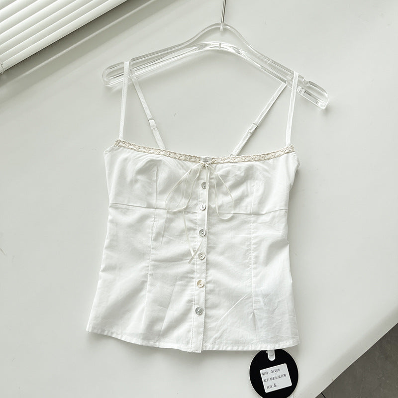 Women's Lace Up Tank Camis, Adjustable Strap, Princess Evangelina, Button Up
