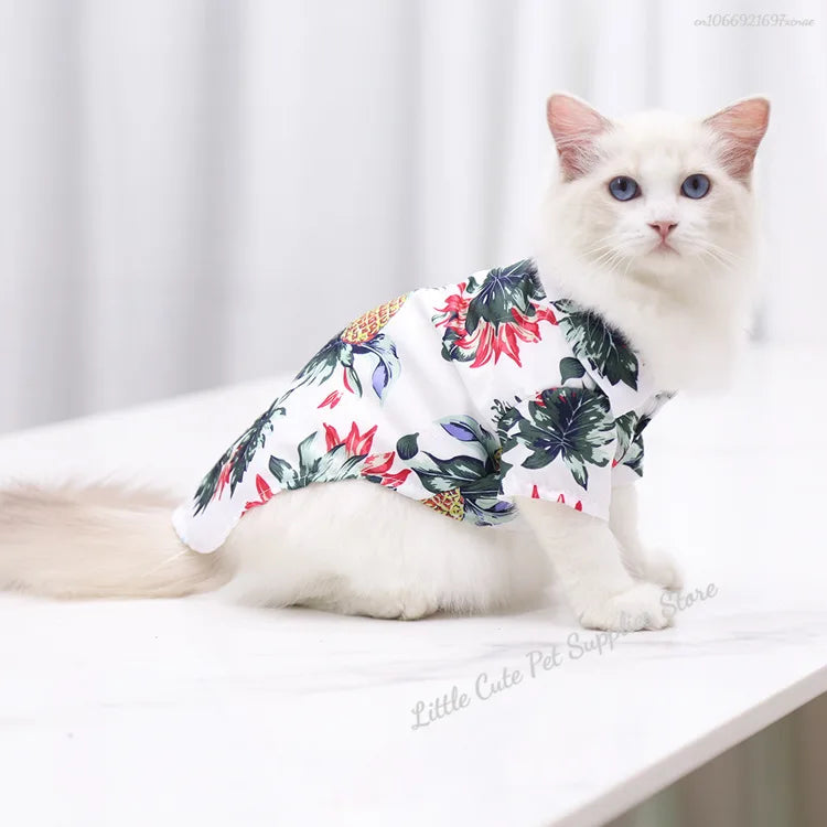 Pet Beach Pineapple Shirts Hawaiian Style Dog Cat Coat Vest Spring Summer Thin Breathable Puppy T-Shirt Clothes Fashion Costumes