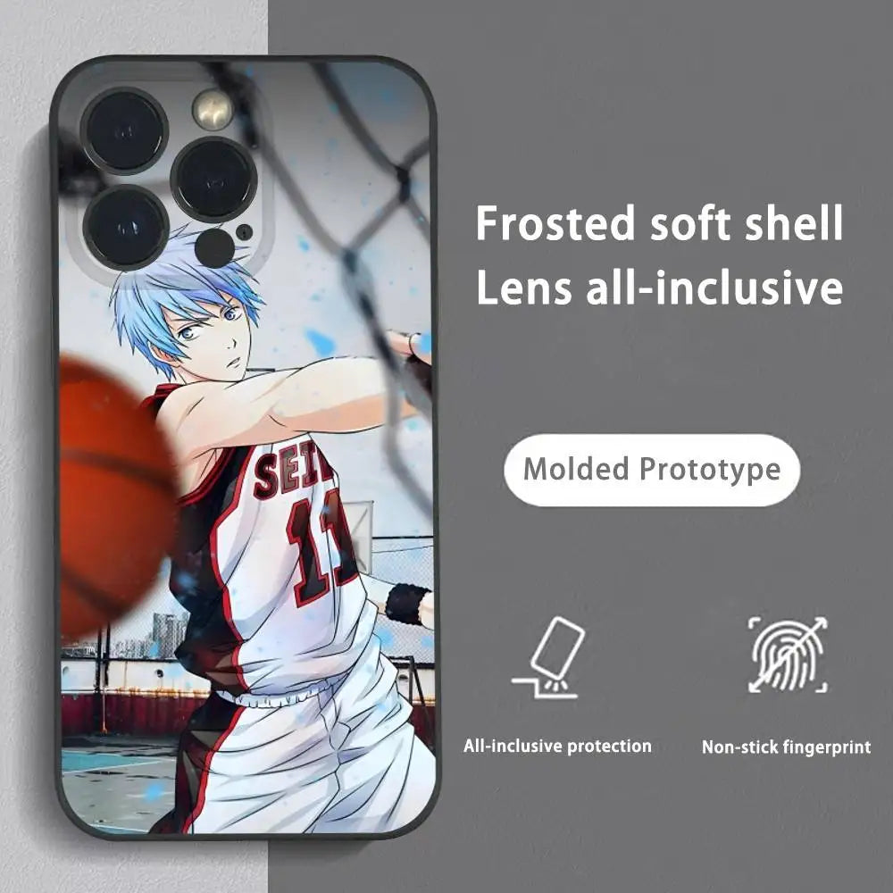 Anime K-Kuroko no Basuke Phone Case For iPhone 16 15 14 13 Pro Max Plus Mini Frosted Soft Shell Funda