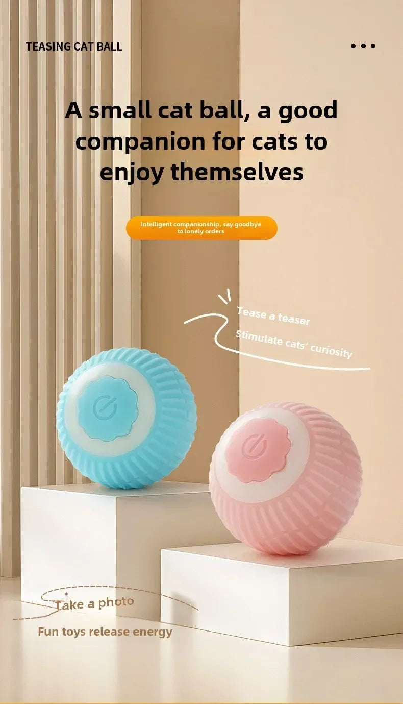 Cat Interactive Ball Toy Automatic Rolling Ball Faux Tail Rechargeable Pet Electric Toy Dog Cat Training Imitate Mouse Products