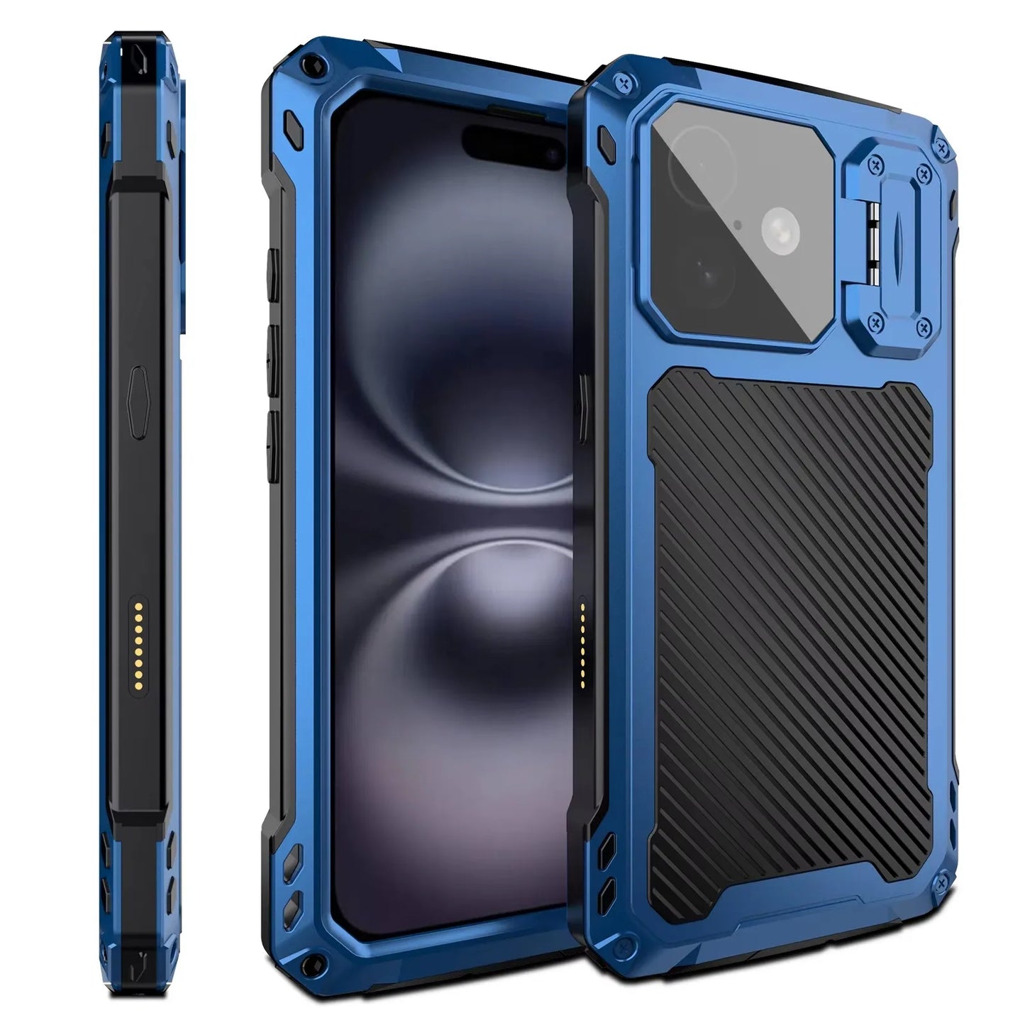 Phone Case Shockproof Cover For iPhone 16 15 Plus 14 16 Pro Max Heavy Duty Aluminum Metal Magnetic Screen Protect Camera Bracket