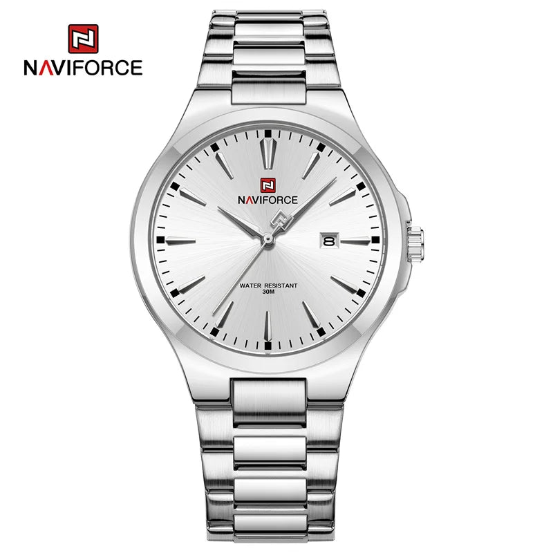 NAVIFORCE Original Design Fashion Men's Watches Stainless Steel Simple Calendar Male Waterproof Wristwatches Relogio Masculino