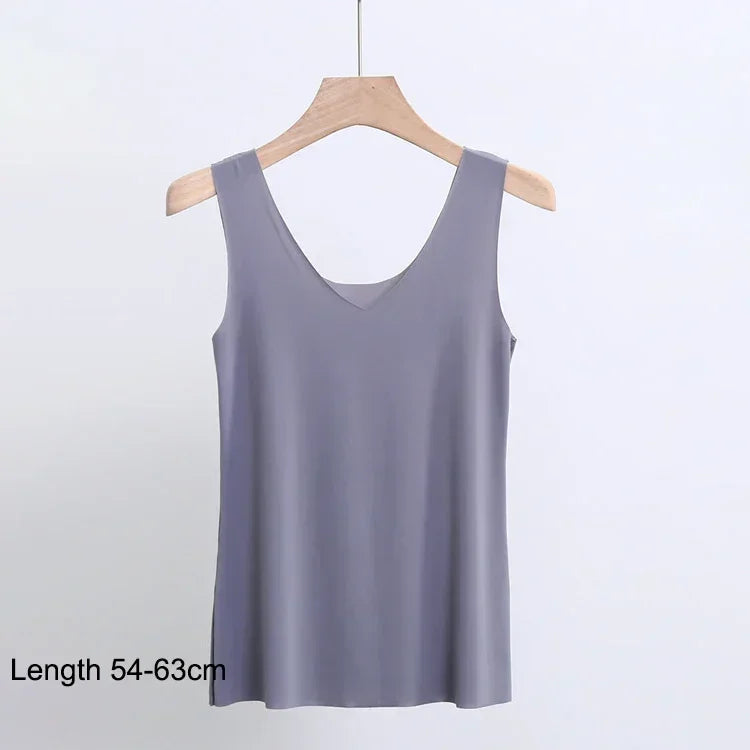 M-5XL Plus Size Full Slips Dresses For Women Summer Thin Seamless Ice Silk Petticoat Underskirt Sleeveless Underwear Dress Slips