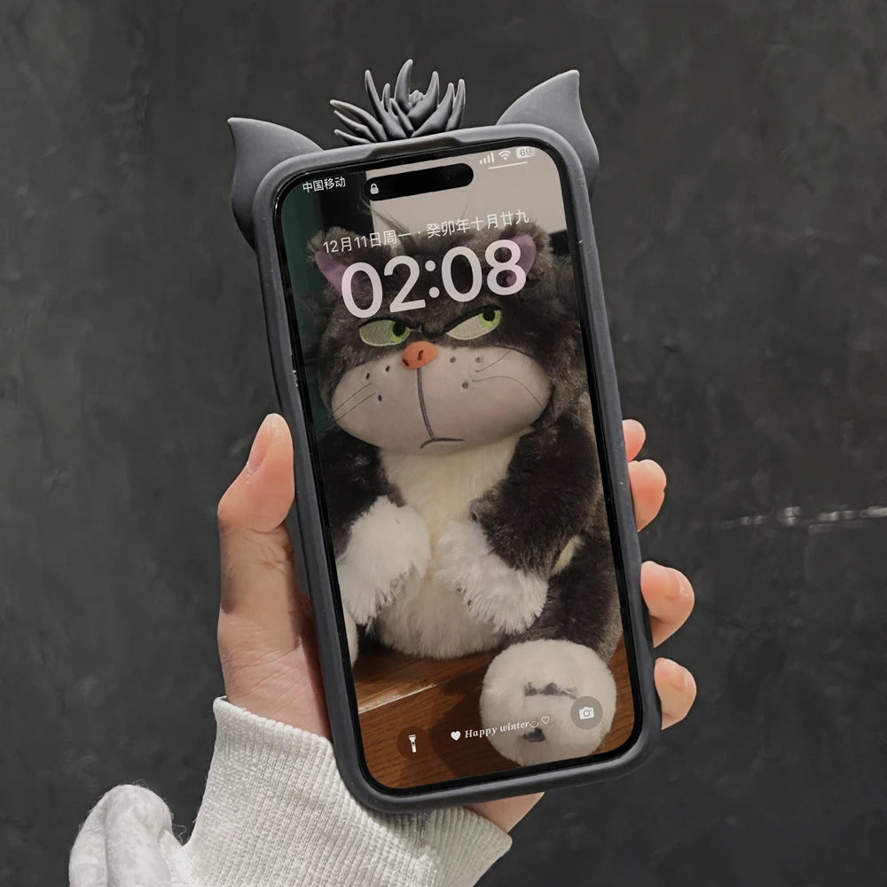 3D Telescopic Holder Phone Case, iPhone 11, 12, 13, 14, 15 16Pro Max, Soft Silicone, Back Cover, Skin Shell, Cute Cartoon Animal