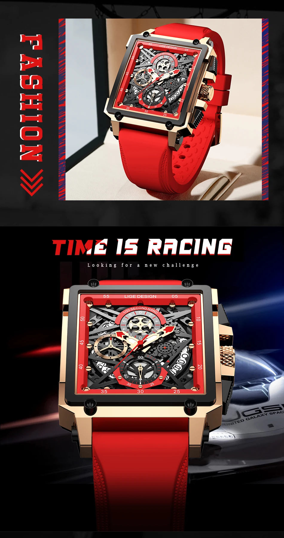 2024 New Top LIGE Brand Luxury Men Watch Business Square Watch Men Casual Sport Quartz Chronograph Clock Male Waterproof Watches