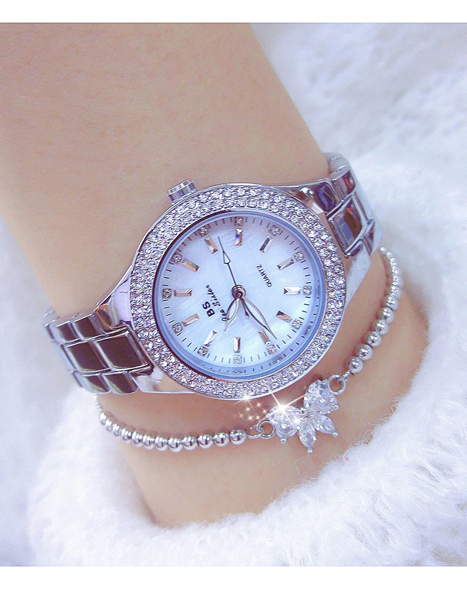 Luxury Elegant Quartz Watches Women High Quality Diamond Dial Ladies Watch Fashion Stainless Steel Bracelet Women's Wristwatch
