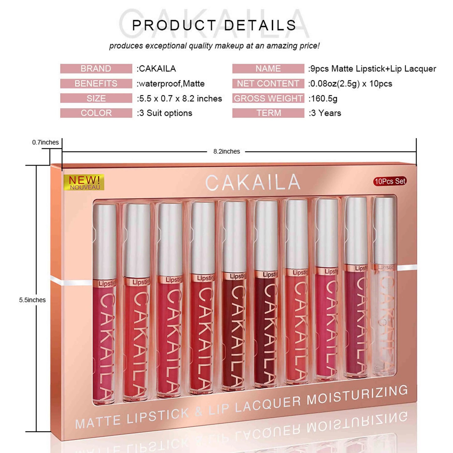 Lipstick Set Is Waterproof, Sweat Resistant, and Not Easily Smudged. Its Texture Is Silky, Smooth, And Does Not Pull Out And Dry