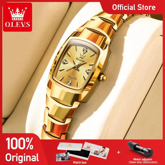 OLEVS 7006 Ladies Watch Luxury Original Quartz Wristwatch Tungsten Steel Waterproof Luminous Watches for Women Bracelet Set