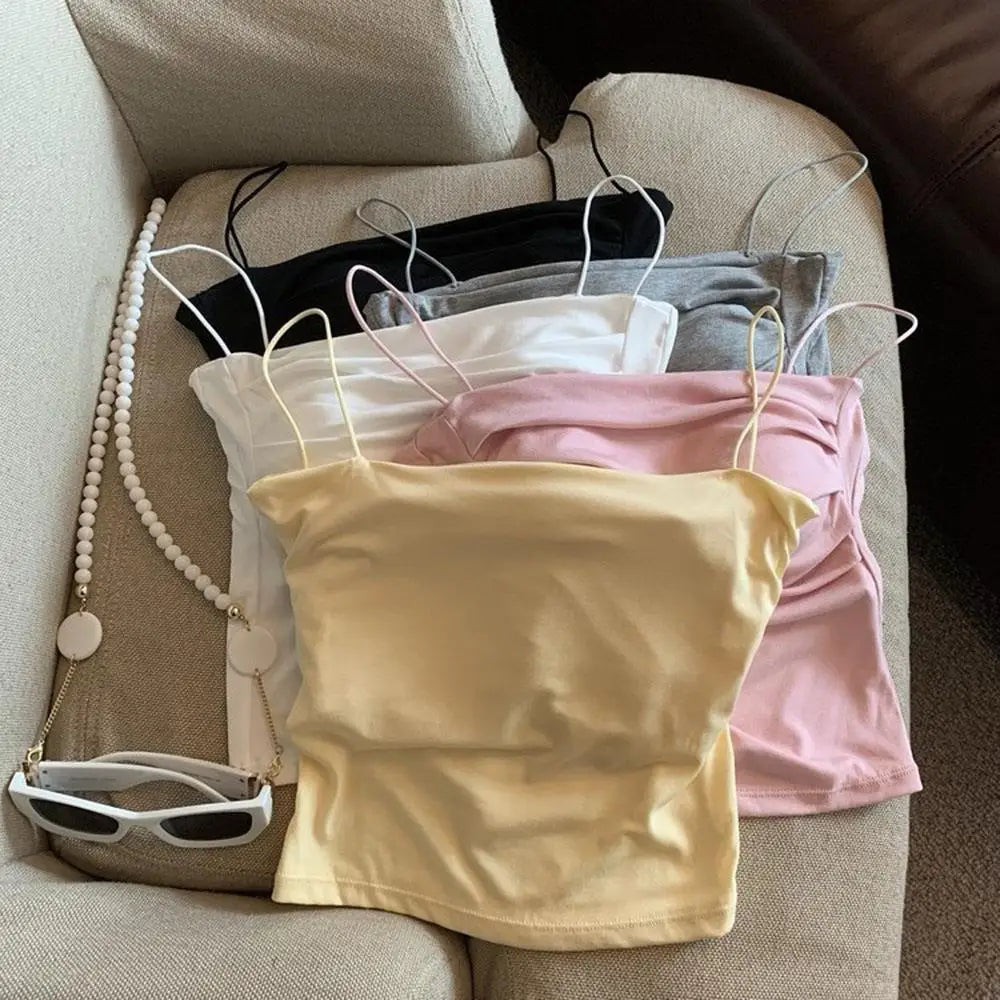 Women Casual Vest Beauty Back Camisole With Thin Straps Sexy Sleeveless Tank Tops Summer Female Bra Lingerie Tees Streetwear