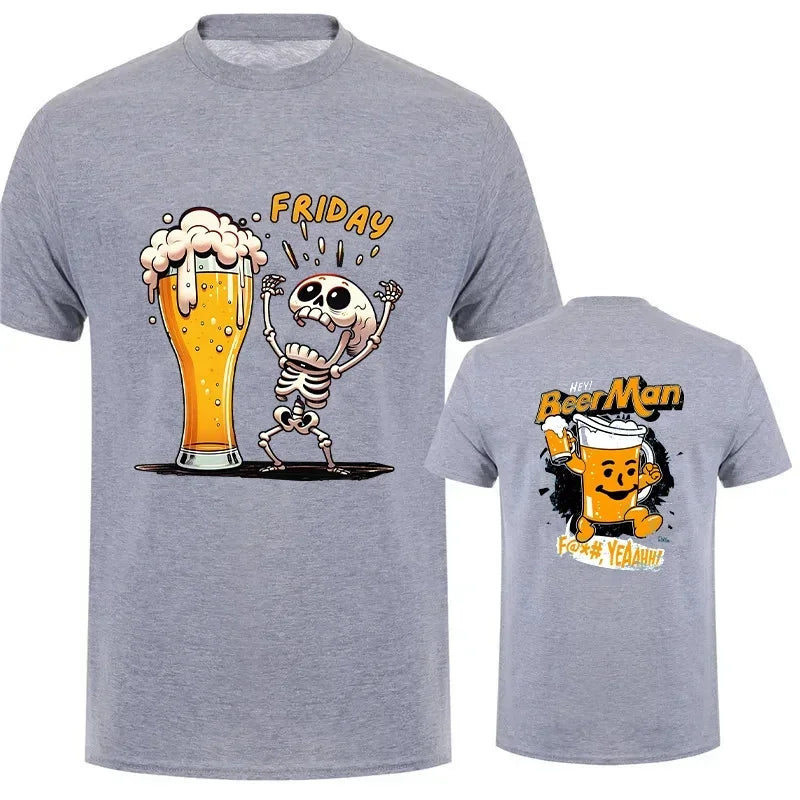 The Beers Printing Men Tee Shirts Breathable Tops Streetwear Fashion T-shirt Mens Casual Summer Graphic Tees Beer For man Top