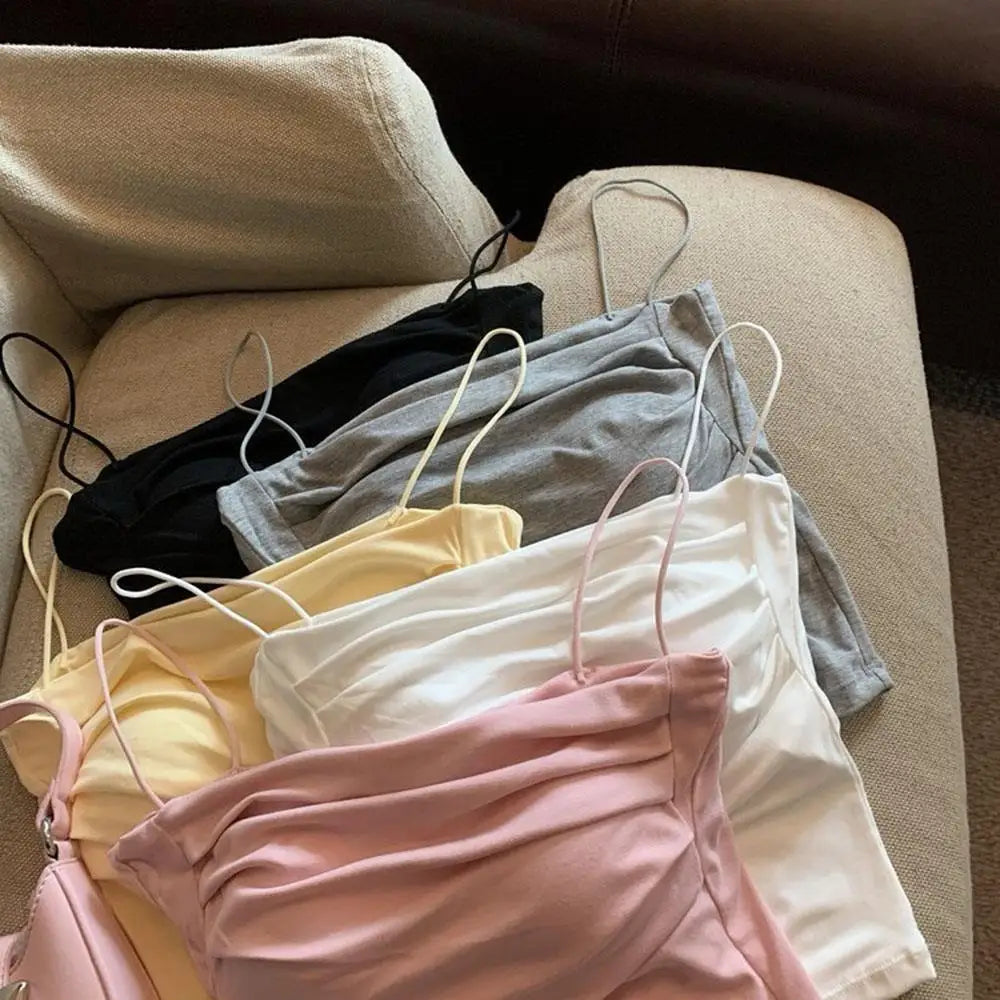Women Casual Vest Beauty Back Camisole With Thin Straps Sexy Sleeveless Tank Tops Summer Female Bra Lingerie Tees Streetwear