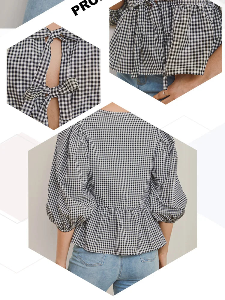Women Y2K Peplum Tops Puff Short Sleeve Tie Up Blouse Shirt Summer Going Out Cute Babydoll Top Ruffle Hem Y2k Tops