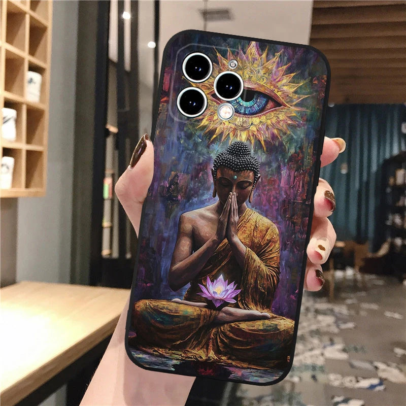 Buddha Phone Case For iPhone 16 15 13 14  Pro Max 16 14 13 Pro 15 Plus 16E Silicone Cover