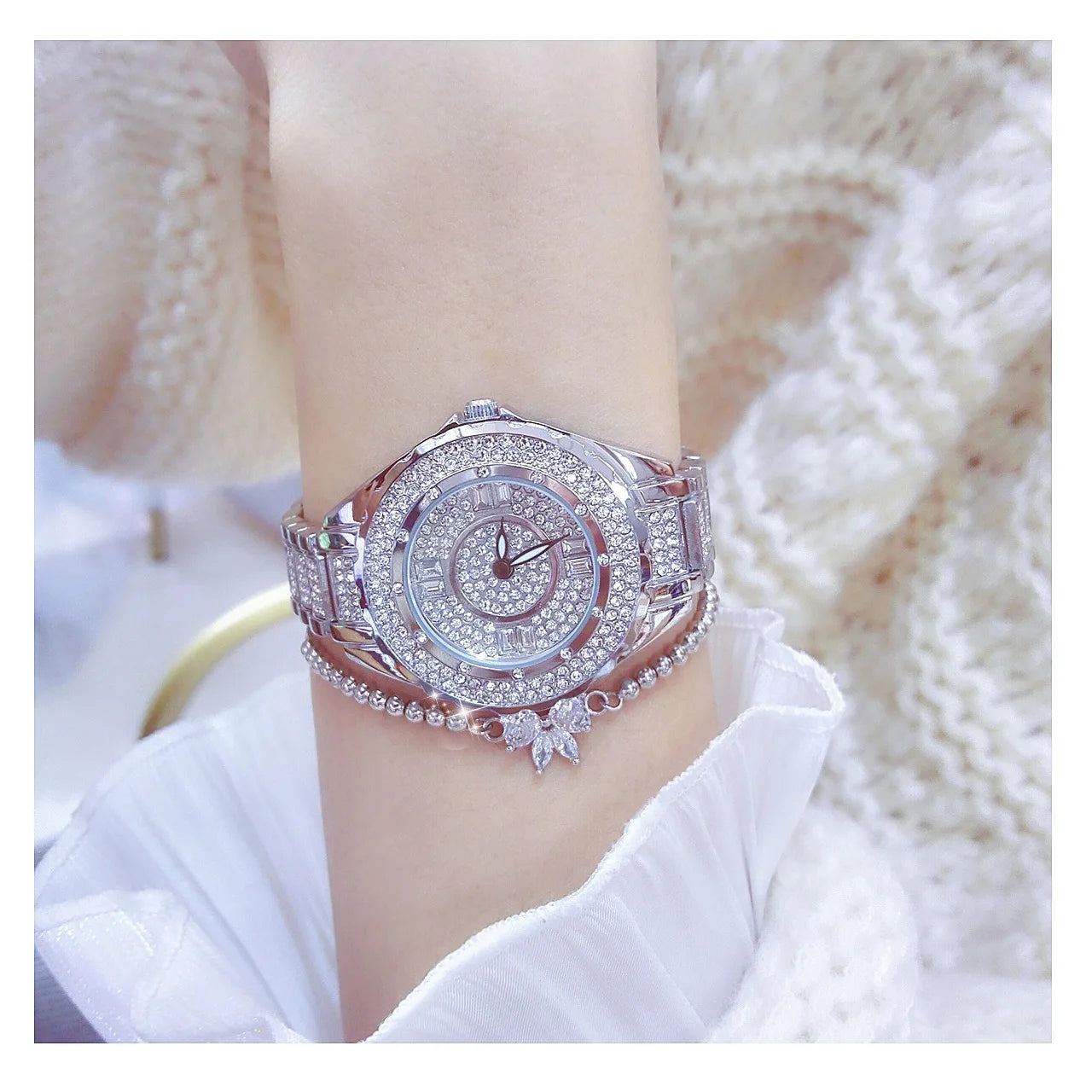 2025 Crystal Diamond Watches For Women Gold Original Elegant Ladies Watch With Bracelet Set Rose Gold Gift For Girlfriend Wife