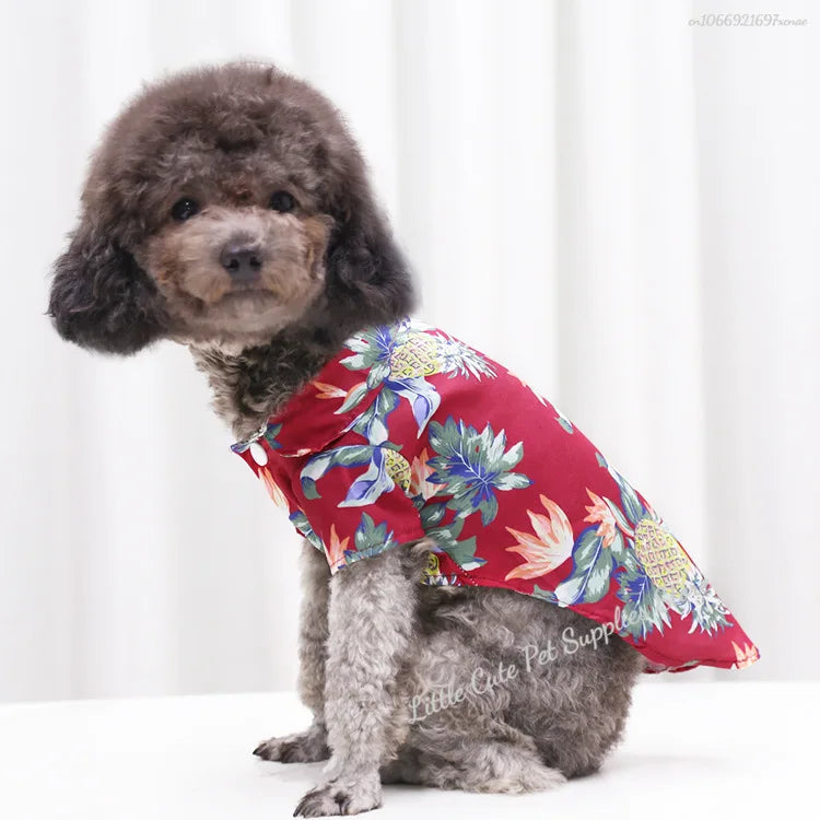 Pet Beach Pineapple Shirts Hawaiian Style Dog Cat Coat Vest Spring Summer Thin Breathable Puppy T-Shirt Clothes Fashion Costumes