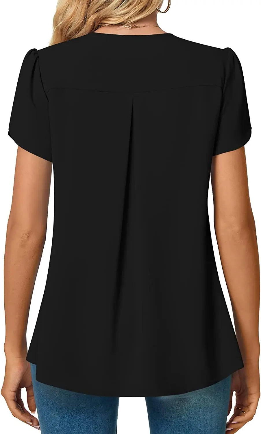 Sexy V Neck Ruffle Short Sleeve Blouse Shirts Summer Women V Neck Solid Color Loose OL Workout Blouse Tops SZE-ST23015