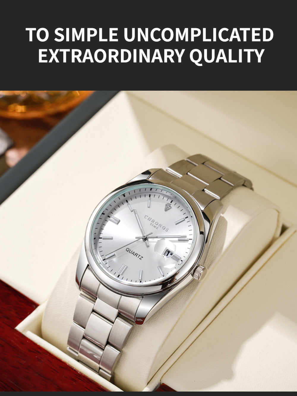 CHRONOS Top Brand Luxury Man Wristwatch Waterproof Luminous Date Men Watches Stainless Steel Quartz Men's Watch Male reloj