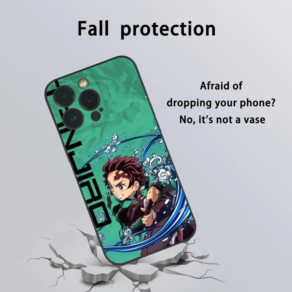 K-Kamado Tanjiro Anime Phone Case For iPhone 16 15 14 13 Pro Max Plus Mini Frosted Soft Shell Funda Shockproof Cases