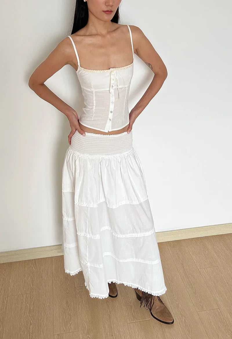 Women's Lace Up Tank Camis, Adjustable Strap, Princess Evangelina, Button Up