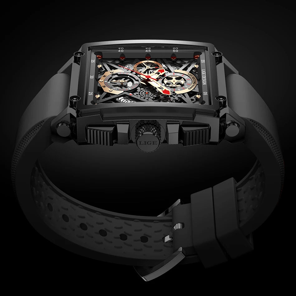 2024 New Top LIGE Brand Luxury Men Watch Business Square Watch Men Casual Sport Quartz Chronograph Clock Male Waterproof Watches