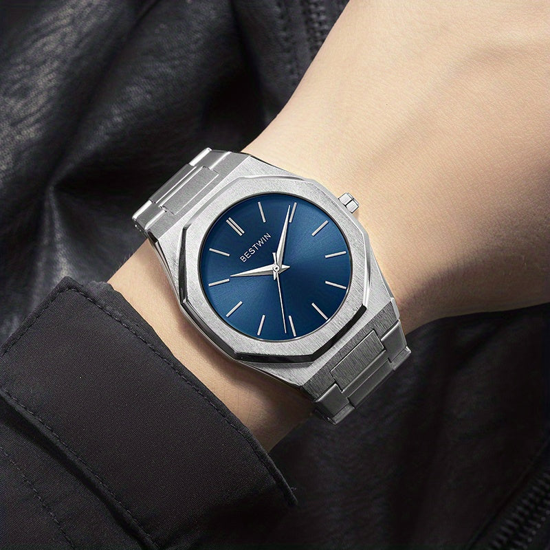 Fashion Men's Watch Alloy Steel Band Quartz Clock Simple Line Dial Business Party Men's Wrist Watch, Ideal choice for Gifts