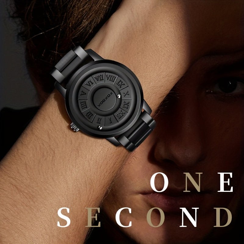 Stylish Men's Rotating Bead Watch - Waterproof Wrist Watch with Cool Dial Display Design, Magnetic Bead, Ideal for Halloween Gifts, Family Gatherings, and Daily Wear