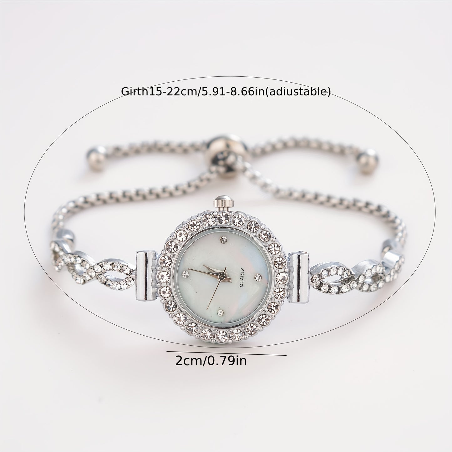 Women's Watch Luxury Rhinestone Quartz Bracelet Watch Elegant Iridescent Dial Analog Wrist Watch