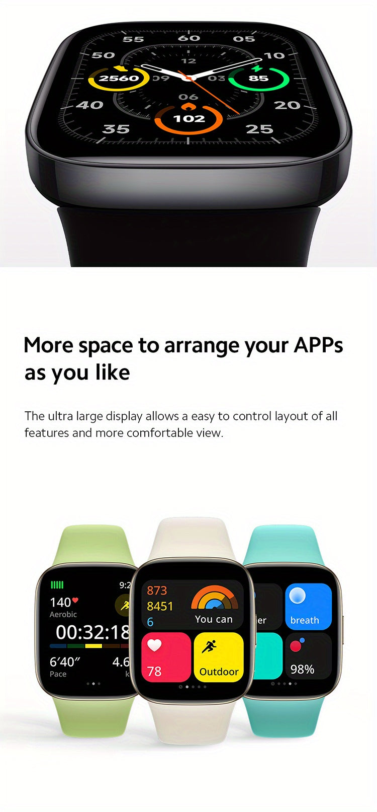 Redmi Watch 3 Global Version Built-in Multi-system GNSS Large 1.75" AMOLED Display Stylish Metallic Finish Up To 12 Days Of Battery Life 289mAh 390×450 Pixel