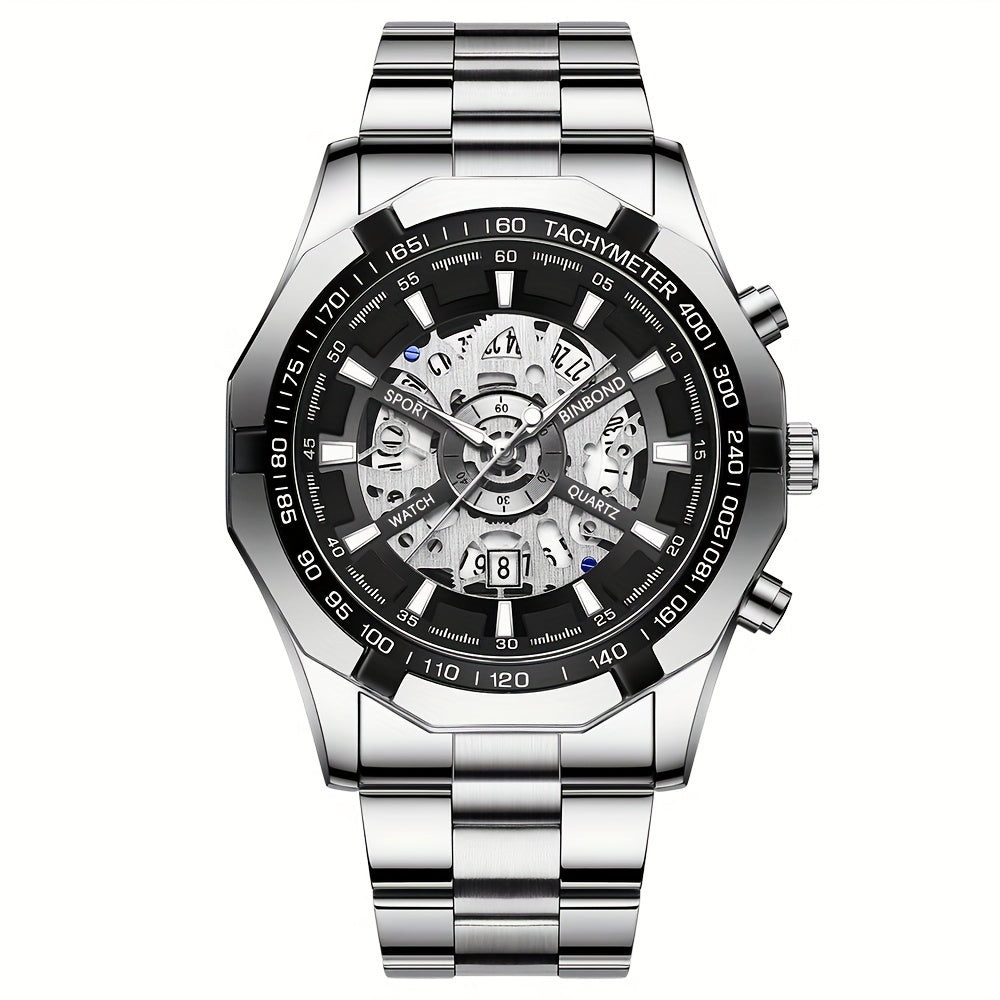 Binbond Men's Hollow Quartz Watch - Stylish, Back to School Essential for Students