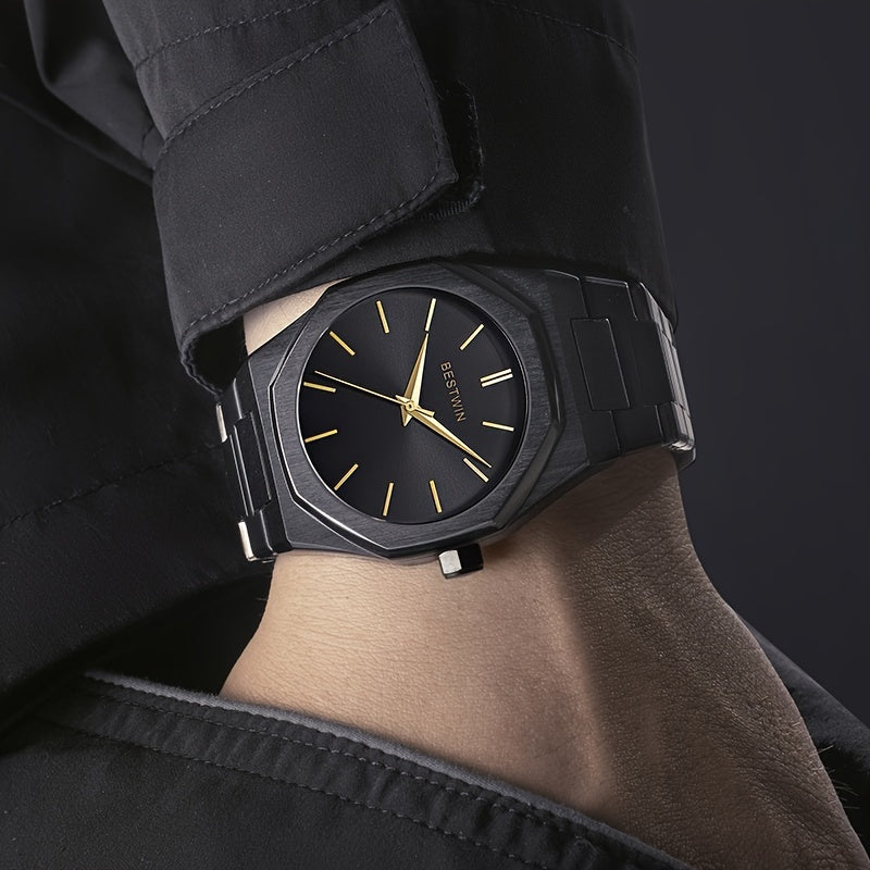 Fashion Men's Watch Alloy Steel Band Quartz Clock Simple Line Dial Business Party Men's Wrist Watch, Ideal choice for Gifts