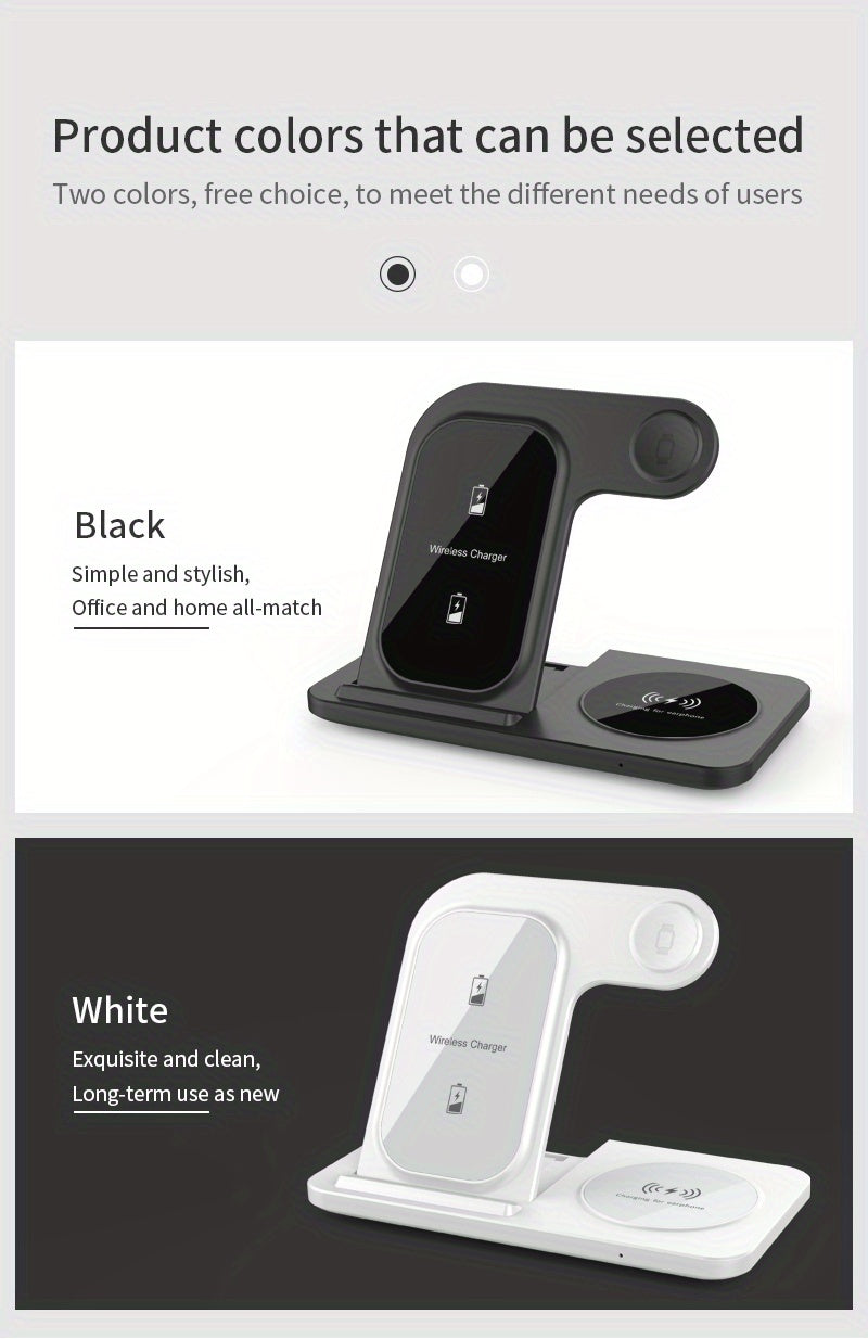 MINGMAI 3-in-1 Fast Wireless Charger Stand with USB Connector, Lightweight Design, Compatible with iPhone 14/13/12/11 Pro MINI MAX XS 8 Plus, Apple Watch Series 8/7/6/SE/5/4/3/2, AirPods 3/2/Pro - Ideal for Home & Office Use