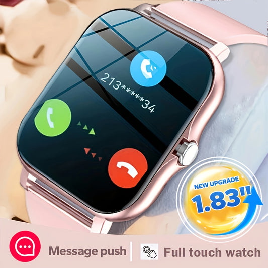 New Smart Watch with a 1.83-Inch Display, Wireless Calling And Receiving, Multiple Sports Modes, Sedentary Reminders, Weather Forecasts, Message Notifications, Borderless Design, Suitable for Android And Iphone, for Both Men