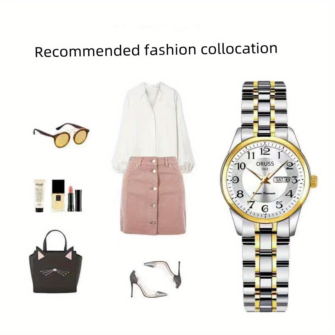Fashionable Luminous Ladies Quartz Watch - Stylish Textured Dial with Calendar & Date - Waterproof Analog Wristwatch for Daily Wear & Travel Adventures